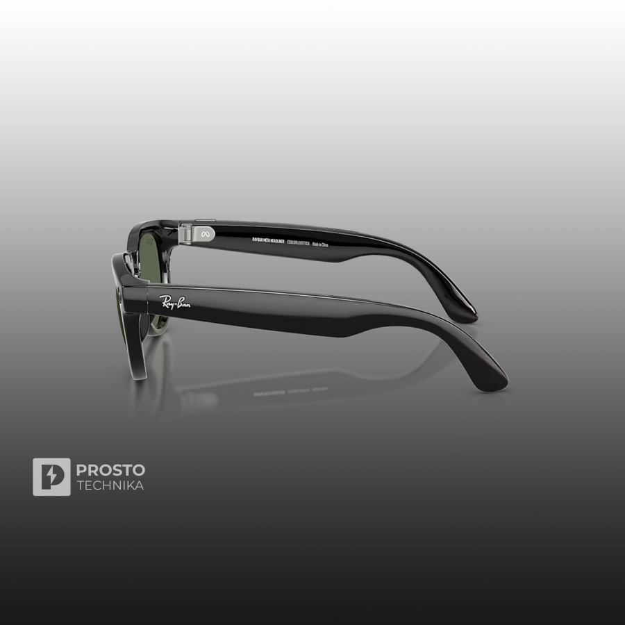 Ray-Ban Headliner (Gen 2) Глянцевый Чёрный с Зелёными Линзами (Зелёный)